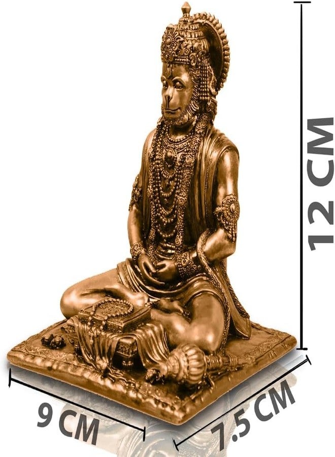Karigaari India Antique Hanuman Idol Sitting in Meditation Pose | Bajrangbali Murti for Home Temple Office Car Dashboard | Decorative Spiritual Figurine for Puja & Gifting - Image 3